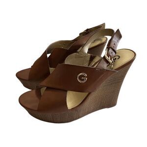 GBG Los Angeles Brown Wedge Platform Sandals Sz 7